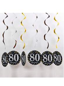 6pcs/1set Black Rose Gold PVC Spiral Hanging Ornaments For 18th/21th/30th/40th/50th/60th/70th Birthday Decorations Party Background Decoration Supplies