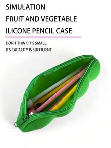 1PC Simulation Fruit And Vegetable Silicone Pencil Case, Creative Coin Purse, Key Pouch, Student Supplies, Fashion Items, Ideal For Gifts, Back To School, School Supplies, Pencil Pouch, School Bag - Multicolor - View 7