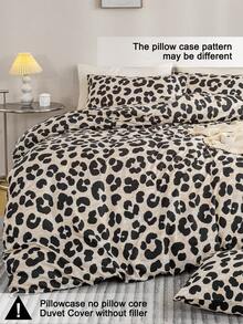 3pcs Leopard Print Bedding Set, Soft & Skin-Friendly Bed Linens, Includes 1 Duvet Cover & 2 Pillowcases - Multicolor - View 5