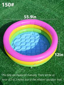 1pc Inflatable Circular Rainbow Color Swimming Pool, Thickened Family Swimming Pool, Suitable For Outdoor, Garden, Backyard, Summer Water Party, Beach Essentials, Beach Accessories, Pool Float - Multicolor - View 11
