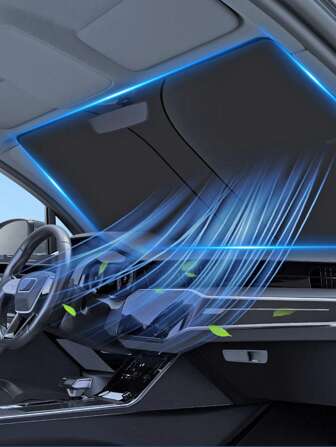 1 件/2 件银黑色布质车窗遮阳帘，简约设计，隔热，遮光，安装方便，配有储物袋，适用于各种车型