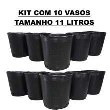 KIT COM 10 UNIDADES VASO PARA MUDAS 11 LITROS Plantas Flores Hortaliças Jardins Preto Pote Plastico Flexível