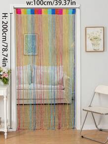 1 pièce Rideau à rayures colorées avec bordure de perles sequins