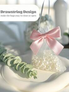 30pcs/20pcs/10pcs Organza Bags With Bow Tie, Pink Organza Bags With Bow Tie, Size 3.9x4.7 Inches, Rose Pattern Drawstring Jewelry Bags, Wedding Favor Bags, Pink Party Favor Bags, Light Purple Party Bags, Bachelorette Party Decor, Bachelorette Party Gifts, Christmas Gift Packaging Bags, Party, Wedding, Christmas, Valentine's Day - Multicolor - View 4