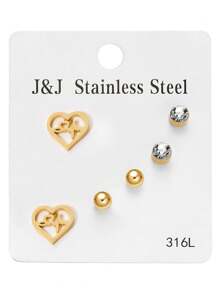1 Pair Colorfast Infinite Symbol Animal Hollow Crystal Stud Earrings, Elegant Jewelry Set For Women