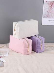 1/2pcs Large Capacity Corduroy Pencil Pouch, Simple Solid Color Pencil Pouch, Essential Supplies For Student Stationery Storage.,Pencil Case,Pencil Pouch,School Bag - Multicolor - View 3