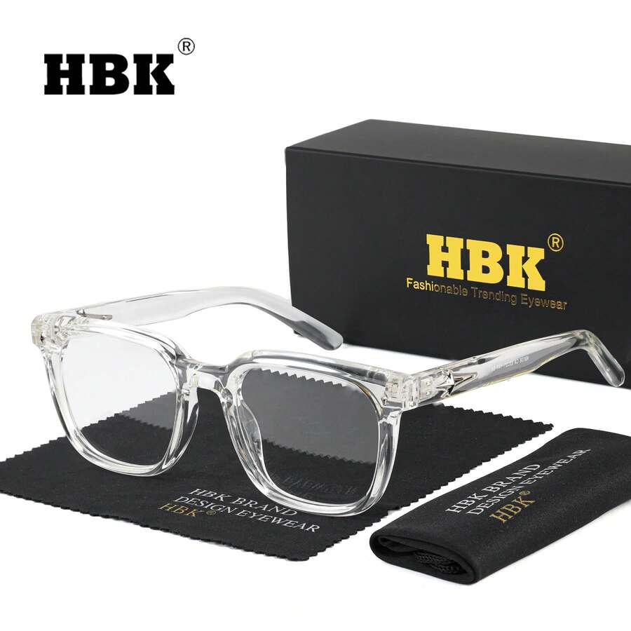 HBK 男士休閒光學眼鏡 方形 TR90 鏡框 獨特鏡腿設計 時尚簡約 透明眼鏡 男女通用 日常配飾與節日禮物