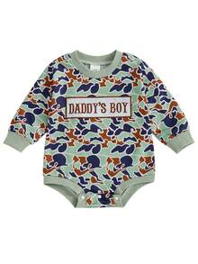 Baby Boy Camouflage Romper  Long Sleeve Crewneck Jumpsuit  Infant Autumn Outfit  Casual Toddler Clothes - Green - View 6