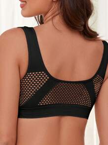 Women EssElegance Wireless Padded Sports Bra, Breathable Mesh, High Elasticity, Suitable For Yoga, Running