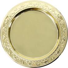 13-Inch Stainless Steel Charger Plates, 6Pcs Gold Dinner Plate Chargers Round Server Ware - Floral-Gold - View 1