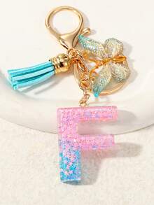A Creative Keyring With Sequins And Crystal Resin Featuring English Letters, Perfect As A Pendant For Children's Bags Or As A Keyring Accessory For Girls' Bags. - Multicolor - View 10