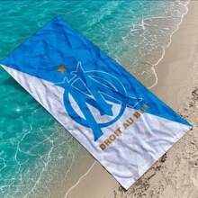 Asciugamano rettangolare stampato con il logo del Marsiglia Calcio, ad asciugatura rapida, super assorbente, anti-sabbia, morbido e spesso, con motivo moderno. Adatto per nuoto, bagno, viaggio, picnic, campeggio, lavabile in lavatrice. Accessorio essenziale per la spiaggia.