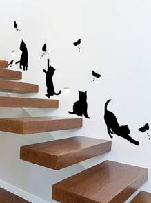 1pc Cat Pattern Wall Sticker, Stickers, Wall Decal, Vinyl Decal For Home Decorations, Spring Decoration Items Refresh Your Home, Festival Decoration Stickers Gifts Birthday Graduation