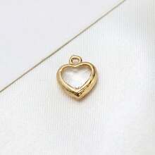 5/10 件 DIY 复古吊坠配件 8 毫米铜边玻璃水晶心形饰物适用于耳环、项链