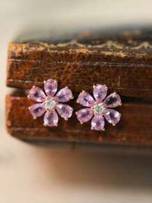 Brincos de prata esterlina 925 sólida com flor de sakura, versáteis, leves e elegantes para uso diário e no trabalho