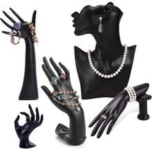 1 maniquí de resina con cara lateral para exhibición de joyas, busto de cabeza, retrato, collar, pulseras, pendientes, soporte para almacenamiento de joyas, organizador de almacenamiento de verano para mujeres, regalo de viaje para la vuelta al cole. - Negro - Ver 10
