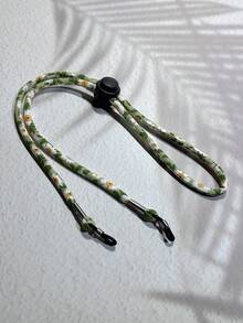 1 件波西米亚风男女款复古波西米亚风格条纹佩斯利编织彩虹格子个性户外运动防丢挂绳，适用于眼镜，多色可选，亚麻材质，配硅胶环配件（不含眼镜）