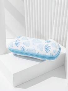 1 pièce Étui à lunettes à fermeture éclair avec imprimé d'origami conque, étoile de mer et coquille bleue océan pour hommes. Convient pour les lunettes de soleil et les lunettes de prescription