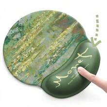 1pc Monet Water Lilies Painting Ergonomic Mouse Pad With Wrist Rest Support, Soft Keyboard Mat, Unisex