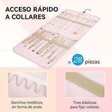 Organizador de Joyería Colgante de Doble Cara, Enrollador de Joyería de Viaje, Caja de Joyería de Doble Cara con Ganchos Giratorios, Adecuado para Armarios, Paredes y Puertas para Collares, Pendientes, Anillos, Broches, etc. - Negro - Ver 4