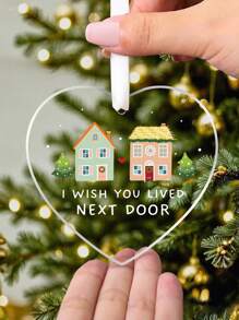 I Wish You Lived Next Door, House Transparent Acrylic Ornament, Christmas Tree Hanging Decorations, Friend Christmas Gift Besties Christmas Gift Holiday Party Home Decor Ornament, Good Neighbor Gift, Housewarming Gift For New Neighbor