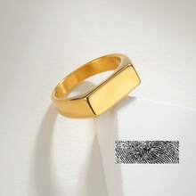 1 Pc Elegant Stainless Steel Custom Eyes Pictures Engraving Finger Print Rectangle Signet Ring, For Daily Wear , Dog Nose Print Ring , Personalized Eyes Photo Engraved Statement Ring ,Actual Fingerprint Ring, Teacher Christmas Valentines Day Anniversary Gifts