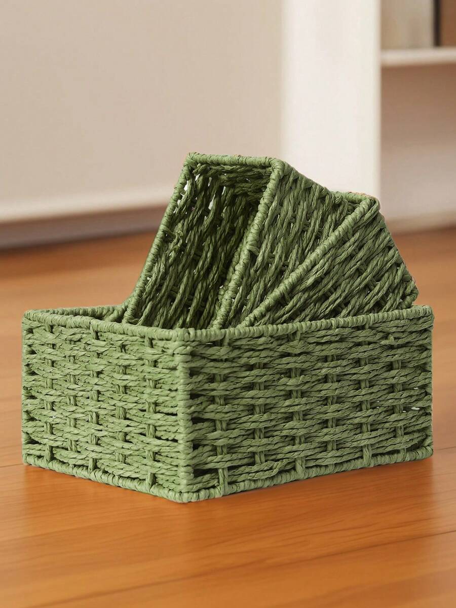 1 Stück / 3 Stücke handgeflochtene Aufbewahrungskörbe für Kosmetika, Schlüssel, Snacks, Heimdekoration, Wohnzimmer, Schlafzimmer, Büro Schreibtisch Organizer, Halloween oder Weihnachtsgeschenk