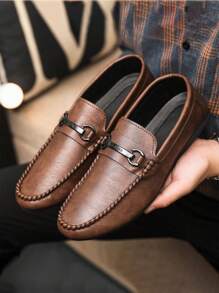 2025 Spring Business Formal Men's Fashion Korean Style Leather Shoes, Men's Loafers Moccasins Soft Bottom Slip-On Driving Shoes (Please Order One Size Up If You Have A Wider Foot)