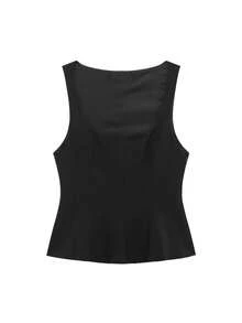 Seelio 新款春夏女装时尚可爱裙摆弹力背心 - 黑色 - 查看 11