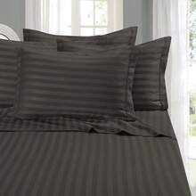 Elegant Comfort, Softest, Coziest 6-Piece Sheet Sets! 1500 Hotel Quality Luxurious Wrinkle Resistant Damask Stripe Bed Sheet Set, Black - Bedding 2025 - 灰色 - 查看 1