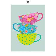 1 pieza Pintura en lienzo de arte de pared para la cocina con impresión de tazas y libros, impresión motivadora, impresión de tazas, arte nórdico moderno para decoración del hogar y la sala de estar, con marco opcional