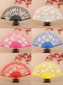 Faltbarer Spitzen-Fächer, handgehalten im chinesischen Vintage-Stil, Handventilator zum Falten für Party, Hochzeit, Tanzdekoration, Vintage-Stil Blumen-Faltfächer elegant für Aufführungen, Party, Hochzeitsdekoration, Vintage-Spitzen-Faltfächer, Tanzventilator, Handfächer als Foto-Requisite