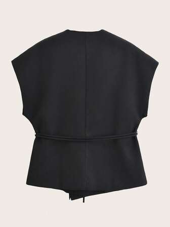 Spring/Autumn Casual Solid Color Criss-Cross Belt Vest