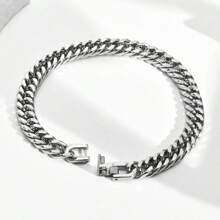1 pieza Brazalete de acero inoxidable de 8 mm para hombres, estilo grueso, regalo de joyería poderosa para hombres y niños, longitud de 21,5 cm