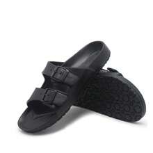 1 Paio di sandali casual da esterno in tinta unita, di taglia oversize, infradito aperte unisex per uso quotidiano, vacanze, estate