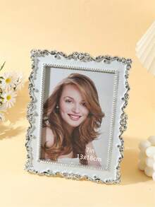 1 Stück silberner kreativer Retro-Artikel Fotorahmen - leichte Tischdekor für Büros & Schlafzimmer (6 Zoll, 7 Zoll und 10 Zoll 3 Größen) (zufälliger Versand von Fotopapier)