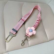 1pc/2pcs Adjustable Patterned Pet Car Safety Leash, Reflective Elastic Animal Travel Security Strap, Hand-Washable Polyester Vehicle Safety Belt Suitable For Cats And Dogs