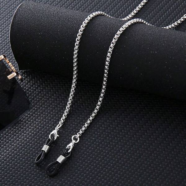 1pc Minimalist Stainless Steel Long Fashion Hip Hop Eyeglass Chain Necklace, Men's Silver-Gray Metal Glasses Chain, Minimalist Chic Personalized Thin Durable Face Mask/Glasses Retainer Chain, Classic 29.5" Collar Necklace, Handmade Exquisite Eyewear Accessory