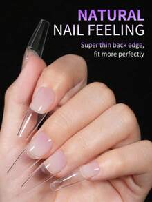 120Pcs/Box Full Cover Fake Nails Acrylic Nail Supplies Semi-Frosted Seamless Nail Clear Long Ballet Nail Tips