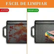 (40 * 20cm) Plancha de Hierro Fundido,2-in-1 Comal Reversible, Plancha Hierro Fundido Reversible,Parrilla Acanalada,Mano Antiquemaduras,antiadherente,Adecuado para Estufas de gas - 1 - Ver 5