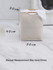 1 件可折叠布艺洗衣篮，带手柄，便携式脏衣篮，适用于卧室、浴室和洗衣房收纳，设计简约，带木质手柄，容量大，可容纳玩具和娃娃 T 恤、衬衫、裤子和小件物品，适用于学校用品和学校用品 - 彩色 - 查看 9