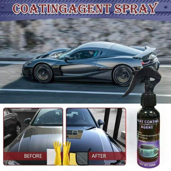 Revestimiento cerámico para auto - Resistencia duradera al agua, anti-suciedad, anti-arañazos, repelencia efectiva al agua, protege la pintura del coche, hace que la pintura del coche se renueve y brille, aplicación fácil de hacer uno mismo, rociar y limpiar, anti-contaminación duradera, da brillo a su auto