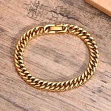 1 pieza Brazalete de acero inoxidable de 8 mm para hombres, estilo grueso, regalo de joyería poderosa para hombres y niños, longitud de 21,5 cm