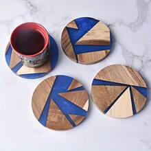 1 件树脂木质杯垫，手工制作的酒吧饮料杯垫，现代酒吧厨房家居公寓杯垫，乔迁礼物生日礼物