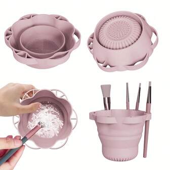 1 pieza Herramienta de limpieza de brochas de maquillaje multicolor, Soporte para brochas de maquillaje