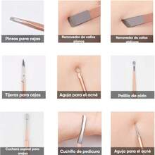 Set 16 Piezas Manicura Pedicura Kit Herramientas Para Uñas Pies Y Manos Con Cortauñas Cortacutículas Tijeras De Acero Inoxidable Con Estuche De Viaje Para Hombre Y Mujer - Rosa - Ver 8