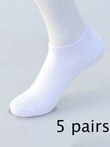 5 Pares de Meias Tornozelo Respiráveis e de Secagem Rápida para Homens e Mulheres, Adequadas para Corrida, Esportes e Uso Casual - Poliéster Leve, Adequado para Todas as Estações, Lavável em Máquina (Cinza/Branco/Preto)