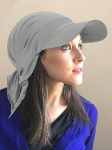 1頂女士純色防曬帽，春夏休閒帽，彩色時尚頭巾帽，頭套 - A - 查看 10