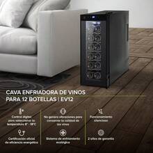 AVERA Cava Enfriadora de Vinos 12 Botellas, Control Temperatura Digital, (Sin Vibraciones, Mantén tus vinos a la temperatura perfecta), Luz LED, Acero Inoxidable, Acabado Espejo, Capacidad 35 L, EV12 - Tipo de Enchufe A USA (110-127V) - Ver 3