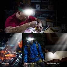 1pc 230°Wide Angle Sensor Headlamp | COB+XPE Dual Light Beads + 6 Lighting Modes | Elastic Silicone Headband For Comfortable Wear | Type-C Fast Charging + IP65 Waterproof | Outdoor Adventure, Night Running, Fishing, Camping Gear